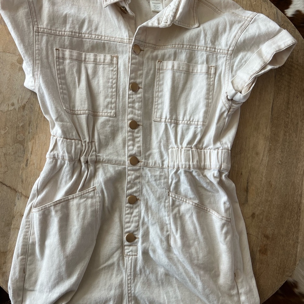 Altar'd State Cream Button-Up Romper